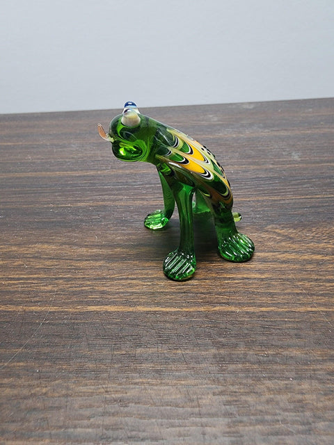 Naturally Colored Glass Figurine - Handcrafted - Frog Design