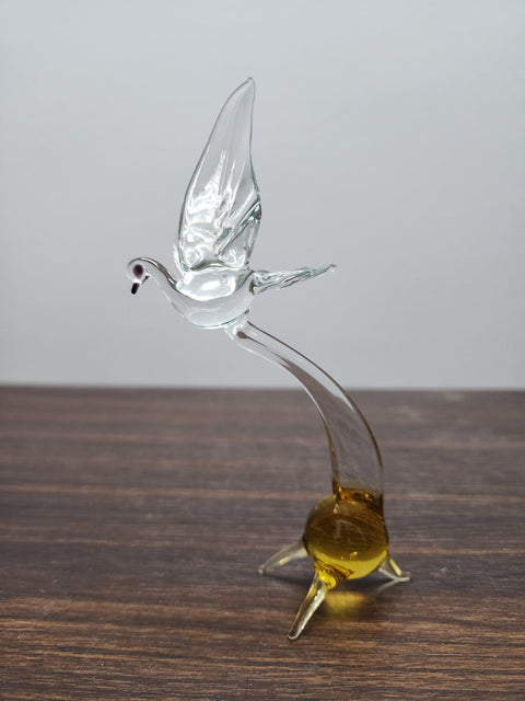 Naturally Colored Glass Figurine - Handcrafted - Dove Design