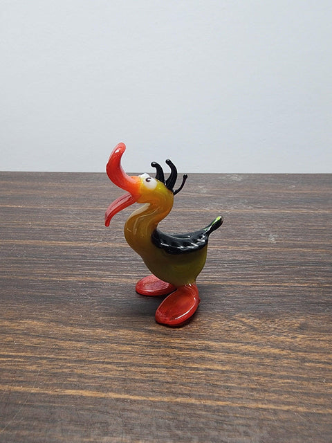 Naturally Colored Glass Figurine - Handcrafted - Duck Design