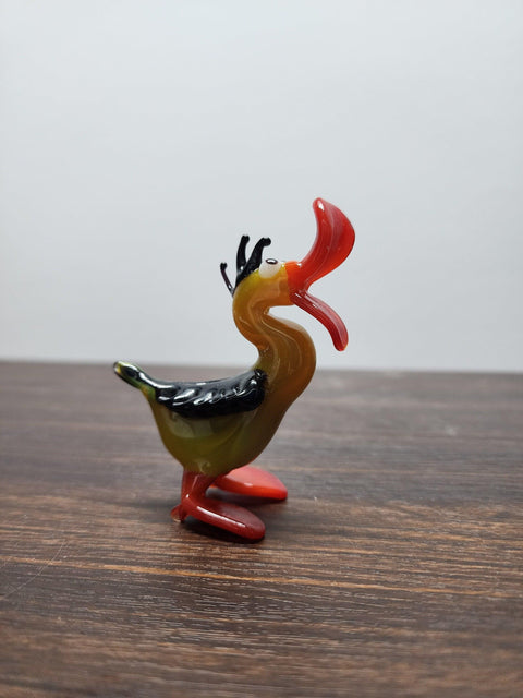 Naturally Colored Glass Figurine - Handcrafted - Duck Design