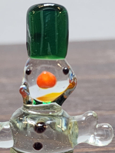 Naturally Colored Glass Figurine - Handcrafted - Snowman Design