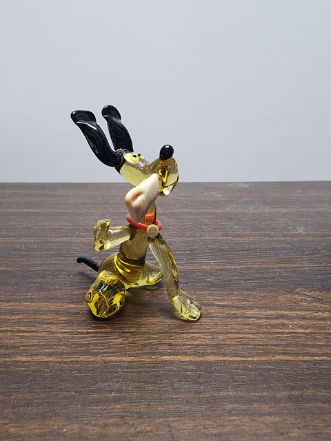 Naturally Colored Glass Figurine - Handcrafted - Dog With Newspaper Design