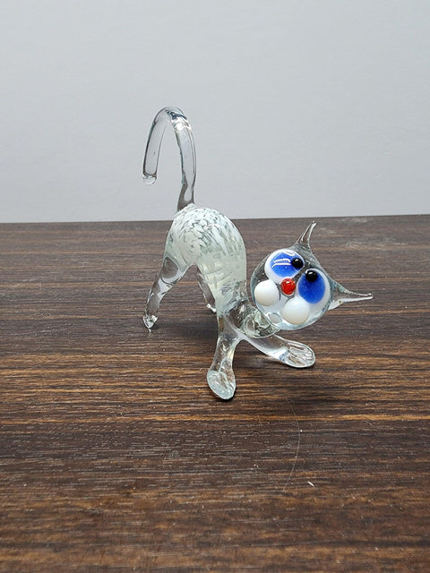 Naturally Colored Glass Figurine - Handcrafted - Cat Design