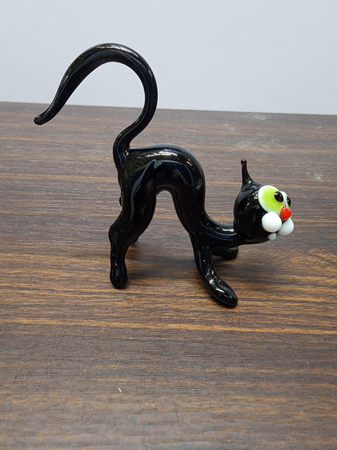 Naturally Colored Glass Figurine - Handcrafted - Cat Design