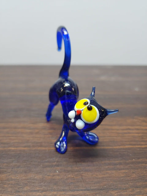 Naturally Colored Glass Figurine - Handcrafted - Cat Design