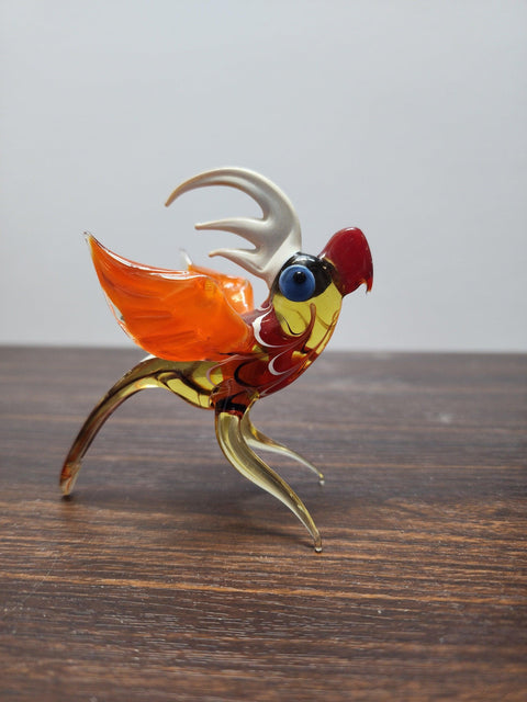 Naturally Colored Glass Figurine - Handcrafted - Parakeet Design