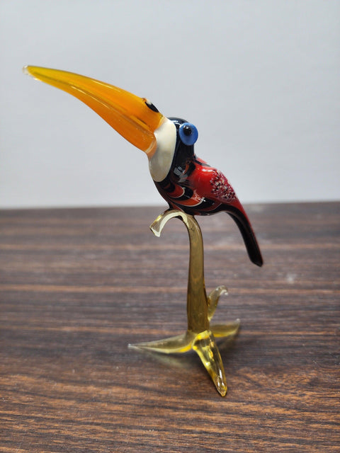 Naturally Colored Glass Figurine - Handcrafted - Toucan Design