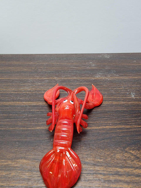 Naturally Colored Glass Figurine - Handcrafted - Red Lobster Design