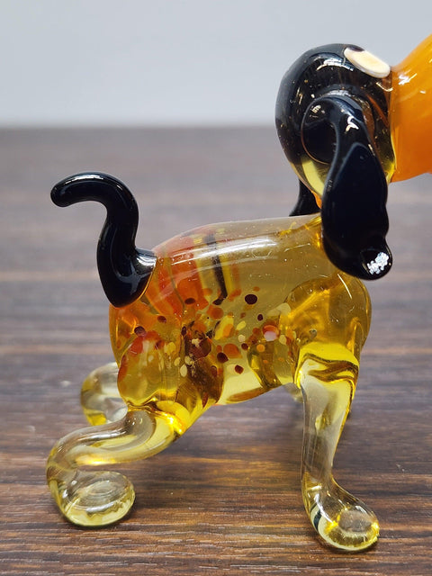 Naturally Colored Glass Figurine - Handcrafted - Dog With Spots Design