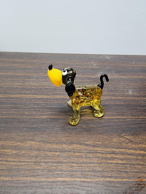 Naturally Colored Glass Figurine - Handcrafted - Dog With Spots Design