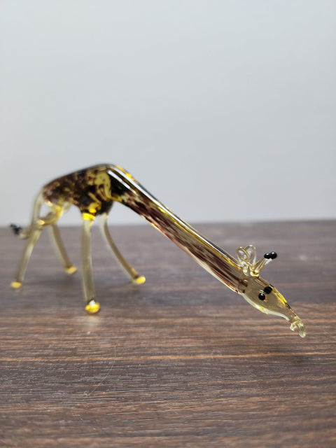 Naturally Colored Glass Figurine - Handcrafted - Giraffe Design