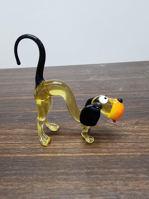 Naturally Colored Glass Figurine - Handcrafted - Dog Design