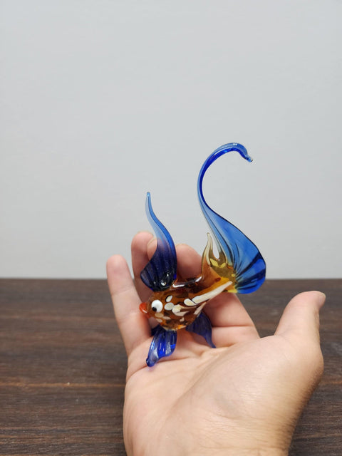 Naturally Colored Glass Figurine - Handcrafted - Fish Design