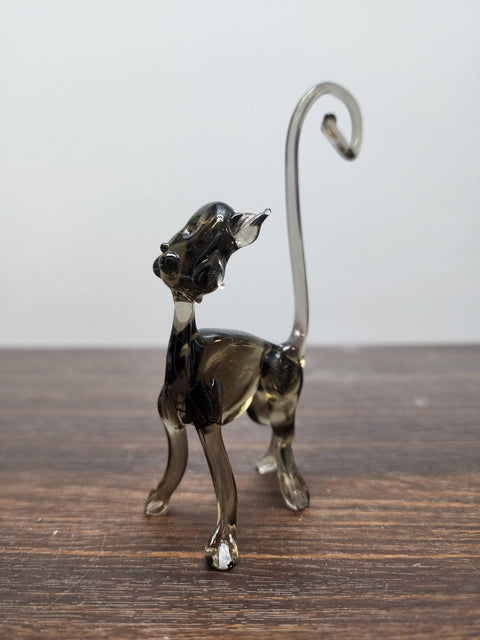 Naturally Colored Glass Figurine - Handcrafted - Cat Design