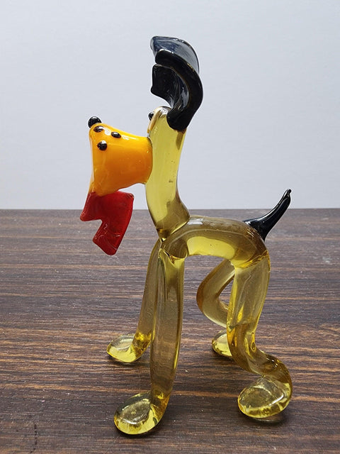 Naturally Colored Glass Figurine - Handcrafted - Dog With Heart Design