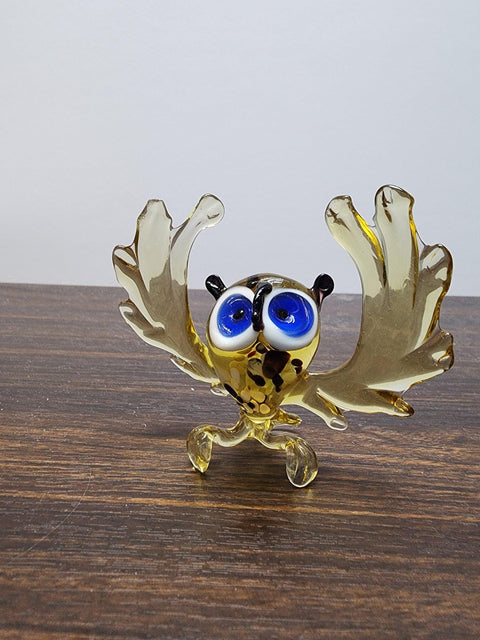 Naturally Colored Glass Figurine - Handcrafted - Owl Design