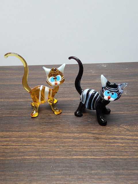 Naturally Colored Glass Figurine - Handcrafted - Cat Design